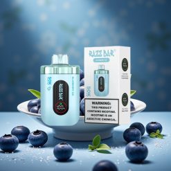 Razz Bar 50K Puffs Wegwerf-Vape Blaubeere-Eis mit 1,0 Ohm Mesh Coil, 650 mAh Akku, Typ-C Ladung, 2% Nikotin